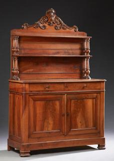 Appraisal: Louis Philippe Carved Walnut Sideboard th c t Louis Philippe