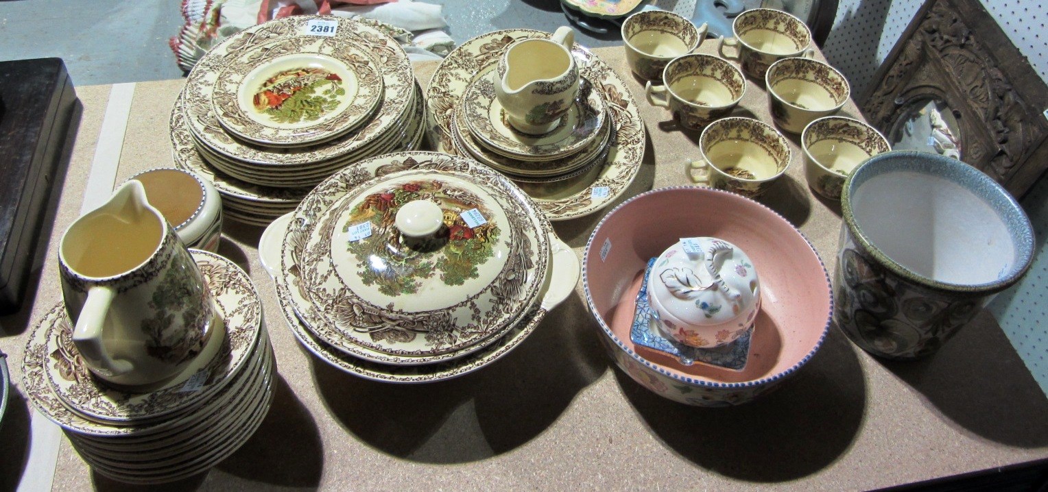 Appraisal: A Royal Staffordshire rural scenes part dinner and tea service