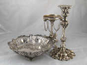 Appraisal: Fine silver plate An early Elkington plate candlestick ht cm