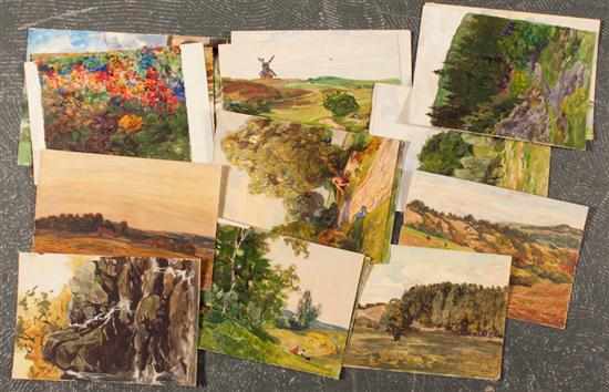 Appraisal: Richard Hendorf German - Twenty-two assorted unframed landscape sketches watercolor