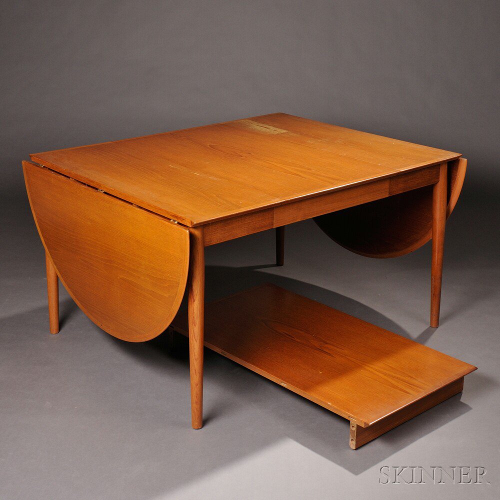 Appraisal: Danish Modern Teak Veneer Dining Table c rectangular top with