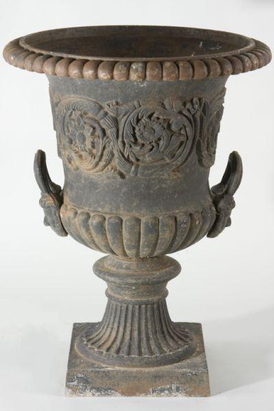 Appraisal: Antique Cast Iron Garden Urn late Victorian one piece form