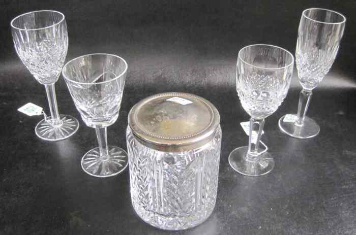 Appraisal: ELEVEN PIECES ASSORTED WATERFORD CRYSTAL biscuit jar with silverplated lid