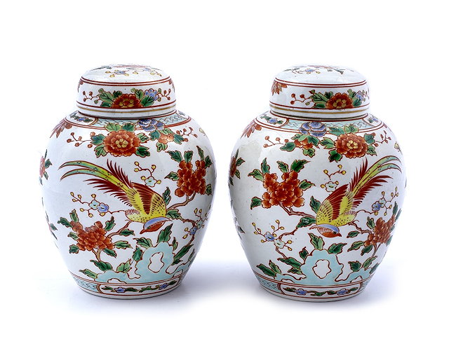 Appraisal: A pair of French Samson porcelain ginger jars and coverscirca