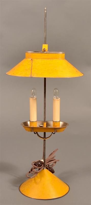 Appraisal: Jerry Martin Yellow Tin Student Lamp Signed Jerry Martin Yellow