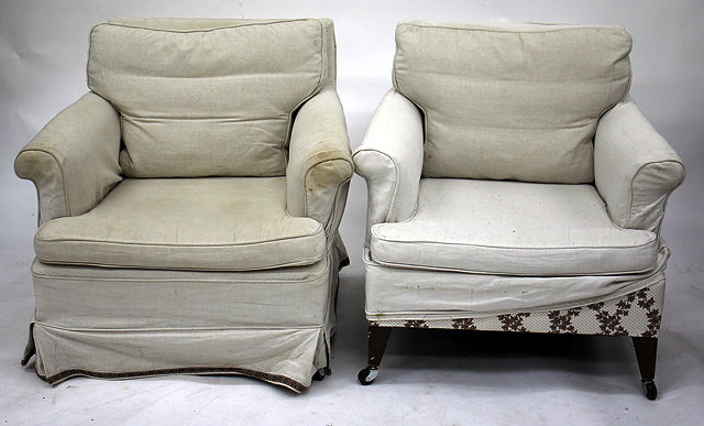 Appraisal: A PAIR OF ARMCHAIRS standing on square tapering legs cm