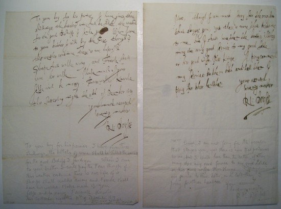 Appraisal: SACKVILLE RICHARD THIRD EARL OF DORSET Two Autograph Letters Signed