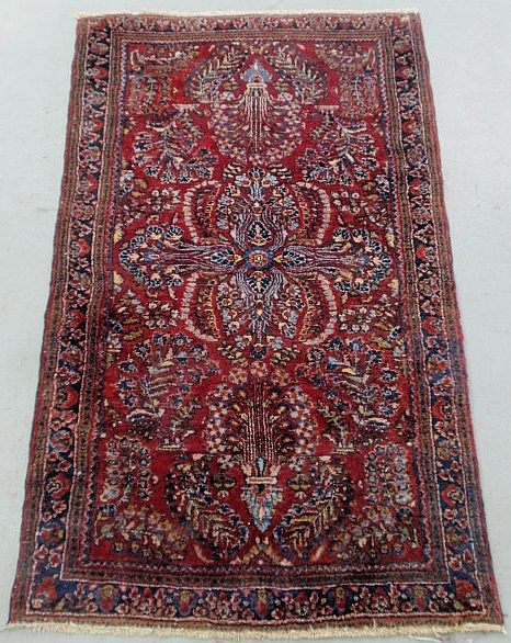 Appraisal: - Sarouk oriental hall runner with red field and floral