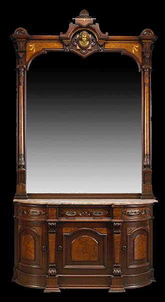 Appraisal: A Renaissance Revival parcel gilt walnut credenza and mirror third