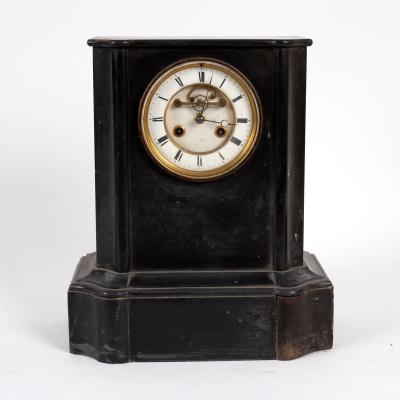 Appraisal: A Brocot mantel clock in black slate case cm high