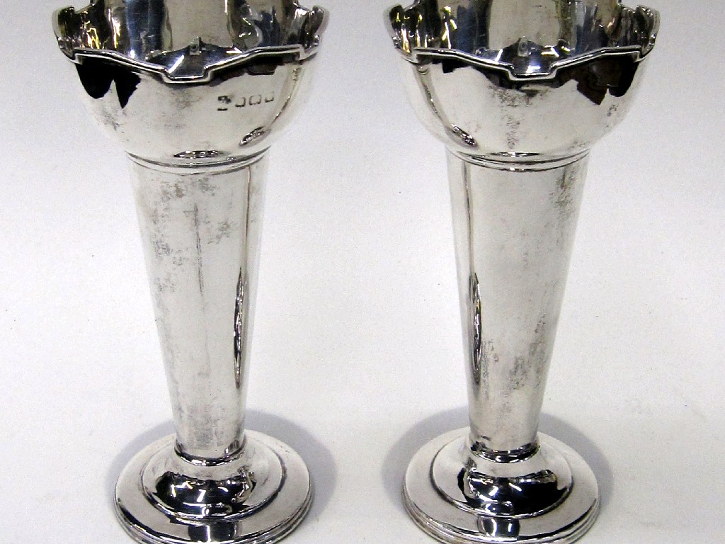 Appraisal: Pair of silver vases Birmingham