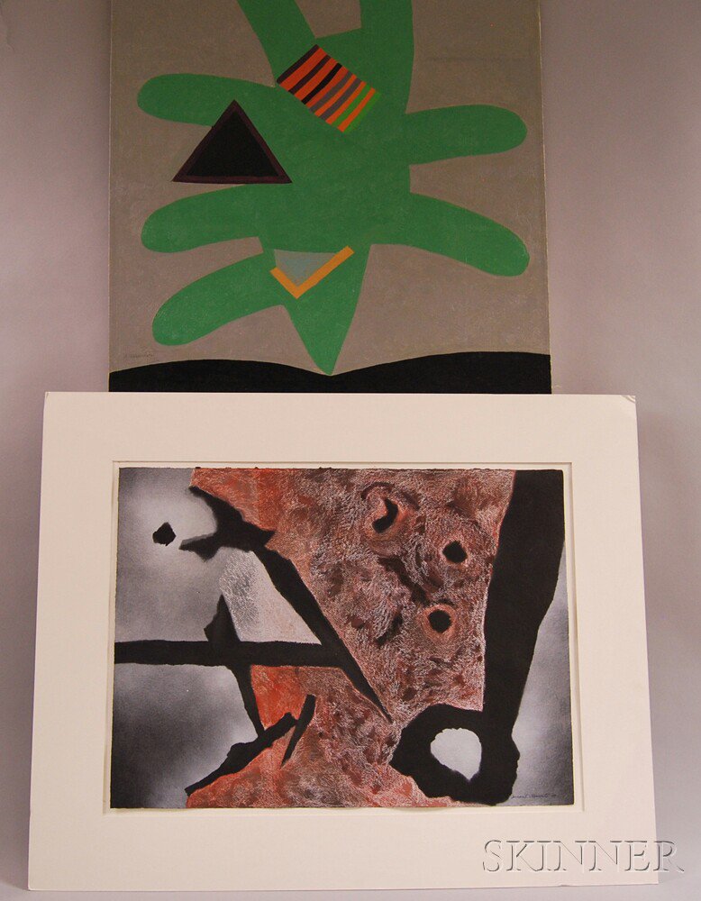 Appraisal: Tarrant Clements American b Two Abstract Works in Green and