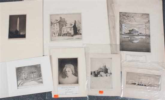 Appraisal: Don Swann American - Seven etchings of Washington D C