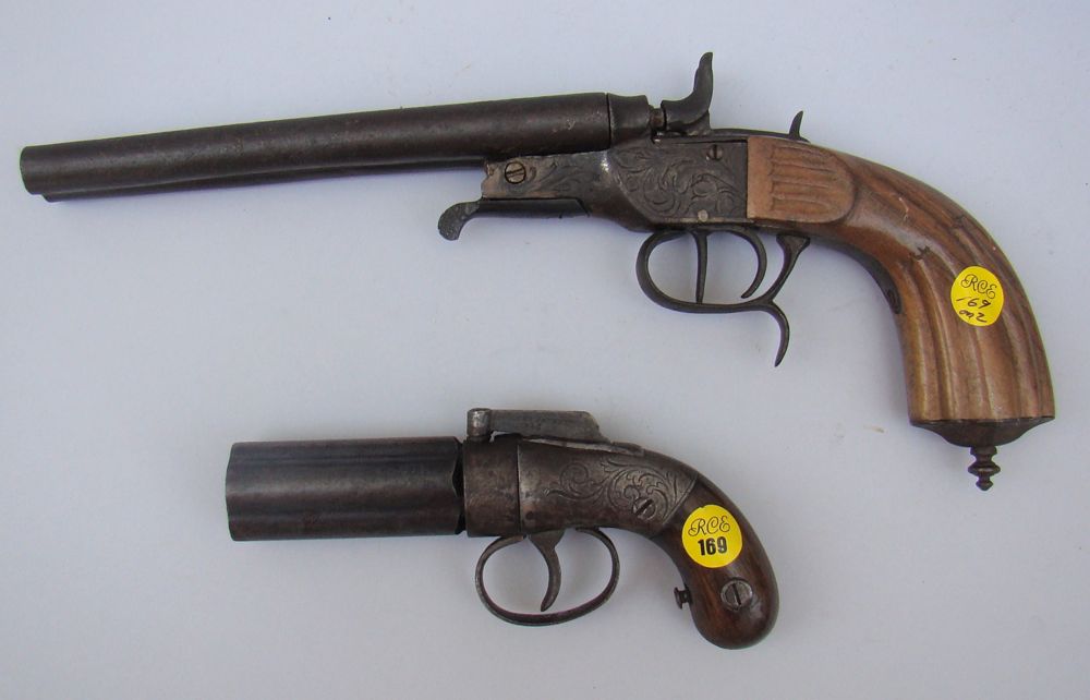 Appraisal: TWO PISTOLS th Century Allen Thurber pepperbox cal No serial