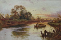 Appraisal: A Henley British th Century Avon Canal Wiltshire Oil on