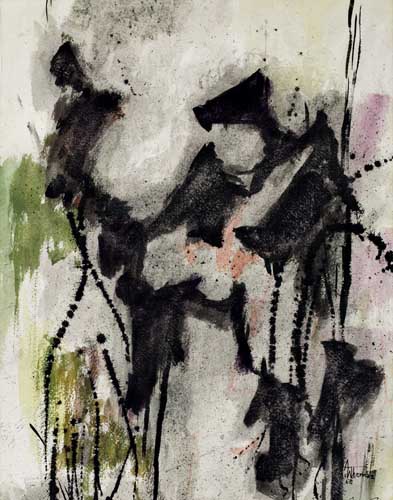 Appraisal: ALMA THOMAS - Untitled Abstract Composition Watercolor and ink on