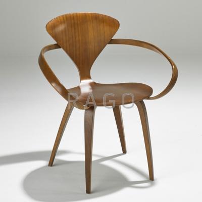 Appraisal: NORMAN CHERNER CHERNER CHAIR CO Walnut armchair Westport CT Tagged