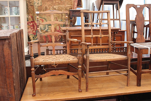 Appraisal: TWO SIMILAR ARTS AND CRAFTS ARMCHAIRS