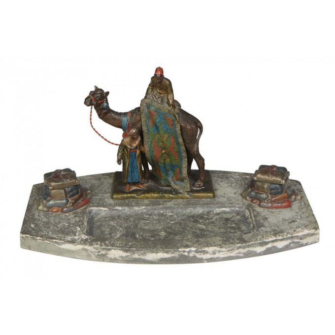 Appraisal: Bergman Style Cold Painted Spelter Arabic Inkwell early th c