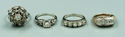 Appraisal: Four lady s diamond rings wedding ring with five round