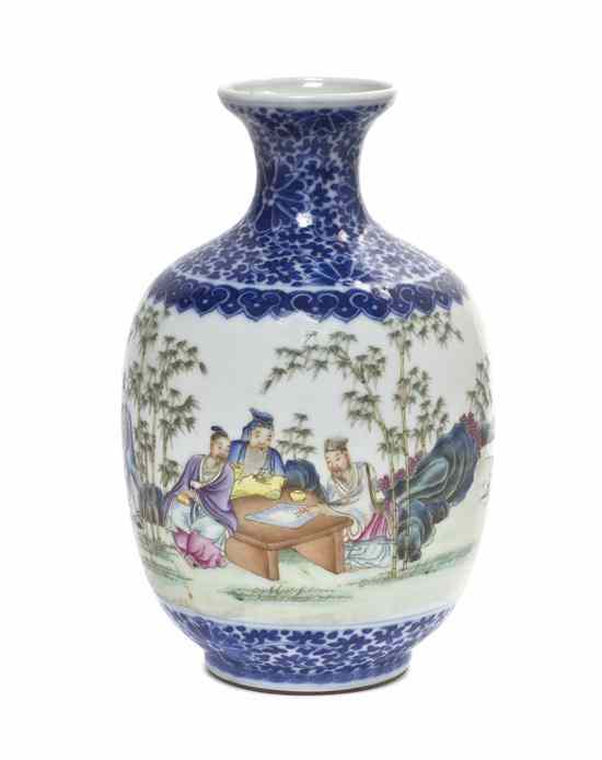 Appraisal: A Chinese Famille Rose Baluster Vase the main body having