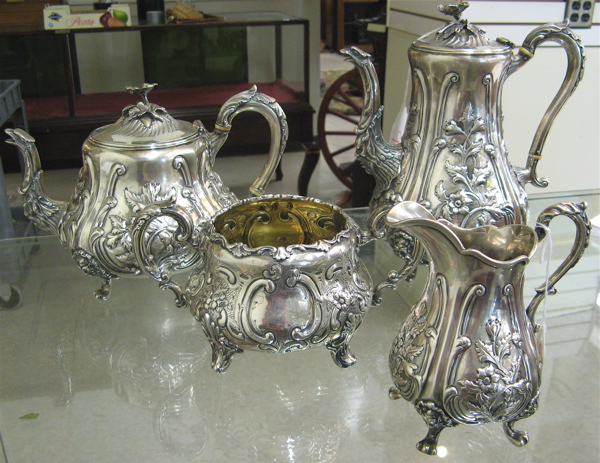 Appraisal: ENGLISH VICTORIAN STERLING SILVER TEA COFFEE SERVICE comprised of a