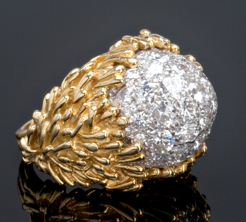 Appraisal: Oscar Heyman Bros diamond bomb ring in k yg and