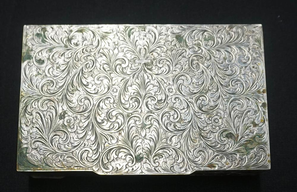 Appraisal: CONTINENTAL -SILVER CHASED DESIGN HINGED BOX L IN CM WEIGHT