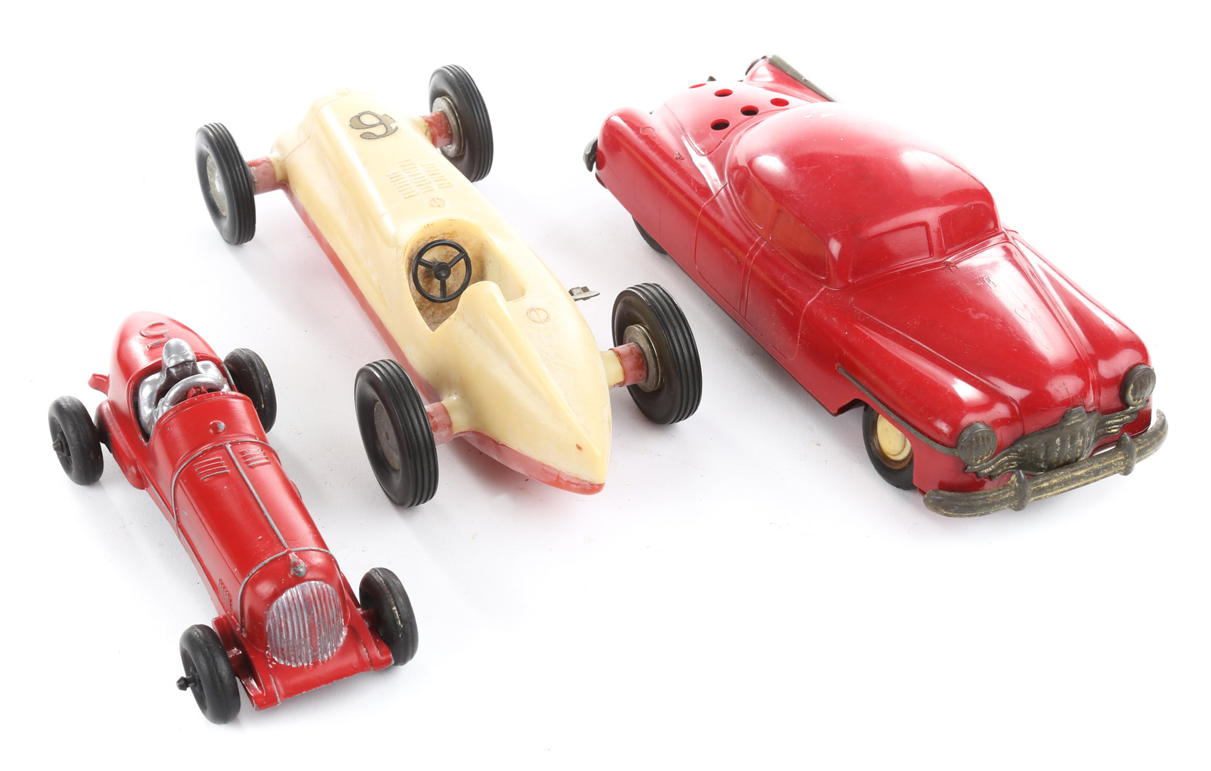 Appraisal: Three car toys includes Tootsie Toy slush metal race car