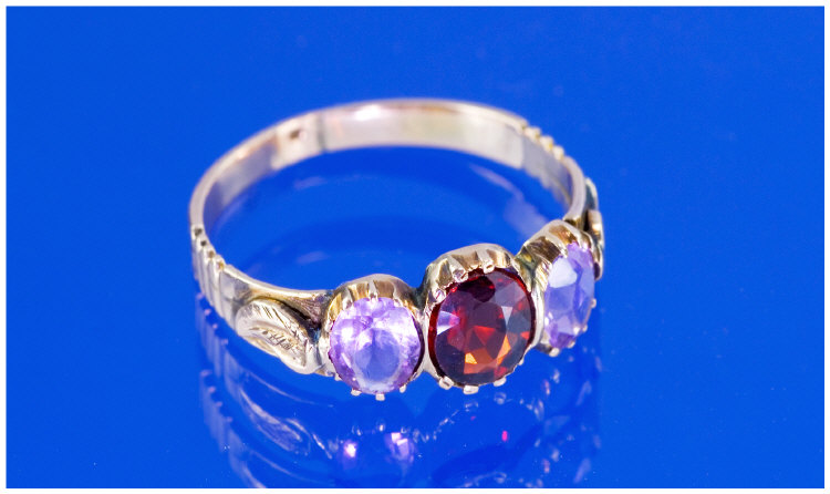 Appraisal: ct Gold Ladies Dress Ring Set With A Central Garnet