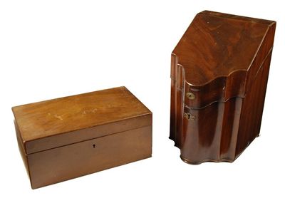 Appraisal: A George III mahogany serpentine front knife box with a