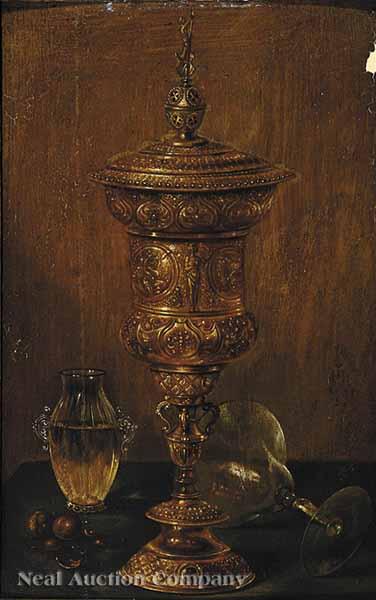 Appraisal: German School late th c Still Life with Ornately Etched