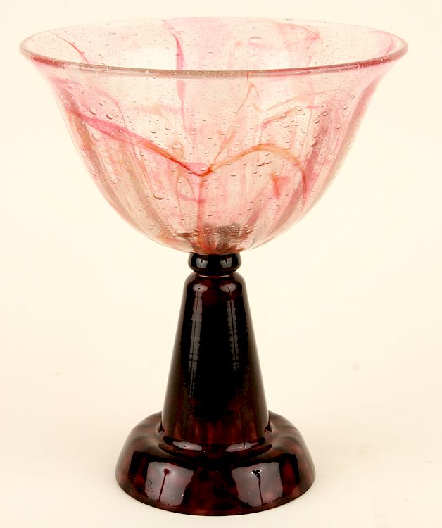 Appraisal: CHARLES SCHNEIDER ART GLASS COMPOTE SIGNED An Art Deco Charles