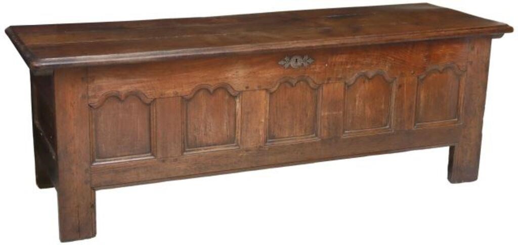 Appraisal: French Provincial carved oak coffer storage chest early th c