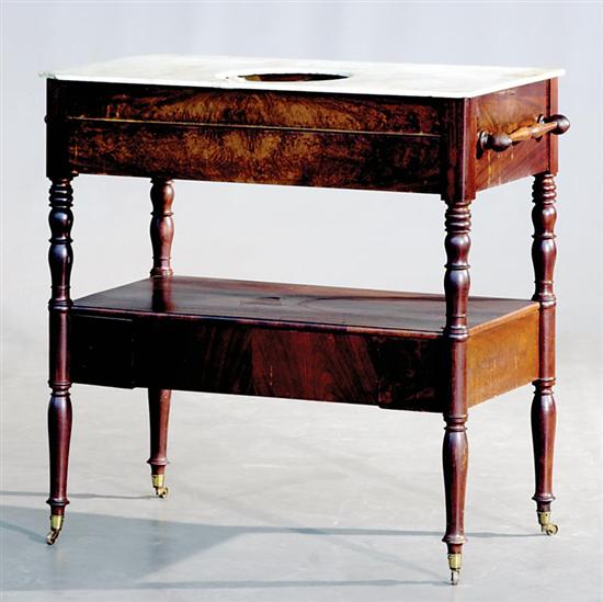 Appraisal: Mahogany and marbletop washstand Provenance Descended in the Rutledge-Rose Family