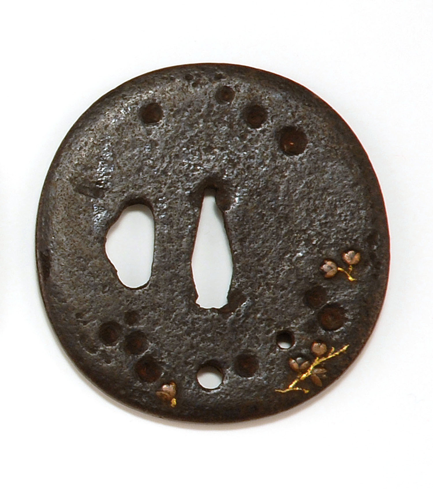 Appraisal: INLAID IRON SHIN NO MARU-GATA TSUBA th th CenturyWith copper