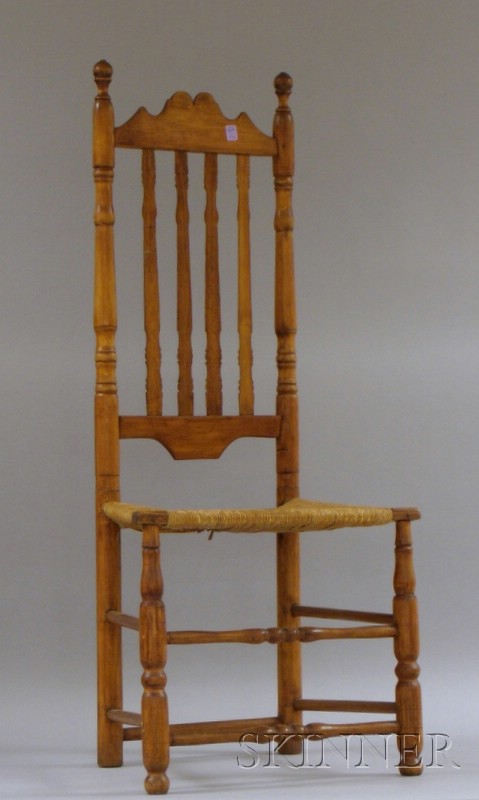 Appraisal: Bannister-back Side Chair with Woven Rush Seat