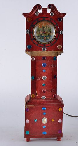 Appraisal: BENNY CARTER - MINIATURE GRANDFATHER CLOCKclock painted by Benny with