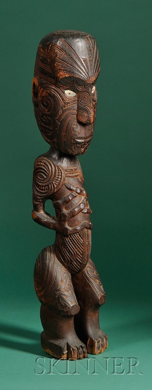 Appraisal: Maori Carved Wood Male Figure New Zealand th century the