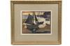 Appraisal: GOUACHE ON BOARD - Sailboats at Inlet Pier by Blanche