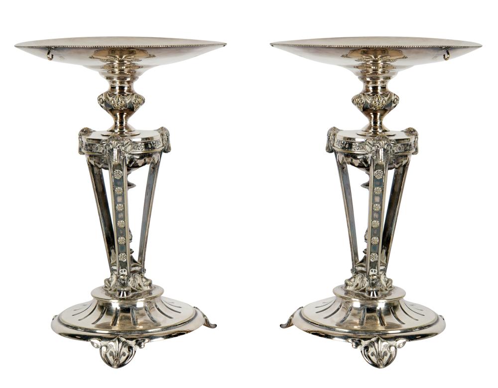 Appraisal: PAIR OF NEOCLASSIC SILVER-PLATE TAZZASone with partially obliterated maker's mark