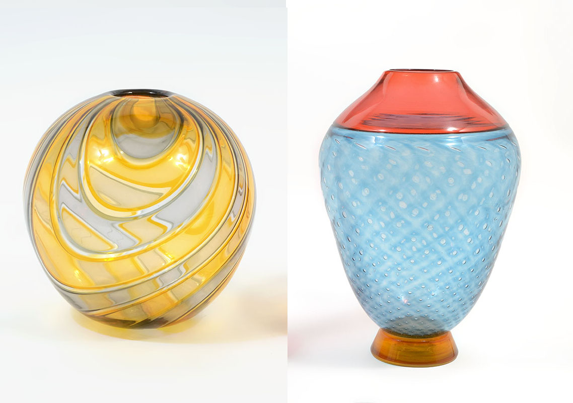 Appraisal: AMERICAN ART GLASS VASES pieces total to include Pizzichillo Gordon