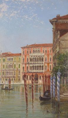 Appraisal: Palazzo Ca Foscario signed oil on board x cm x