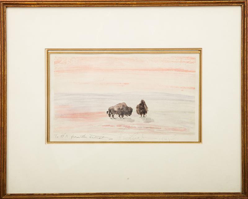 Appraisal: Henry Ziegler - Wild Buffalo Watercolor on paper signed 'Henry