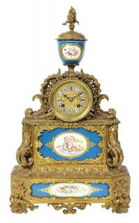 Appraisal: Sevres style ormolu mounted clock with garniture the three light