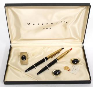 Appraisal: Waterman's Gold A Waterman's K gold-plated cased pen set with