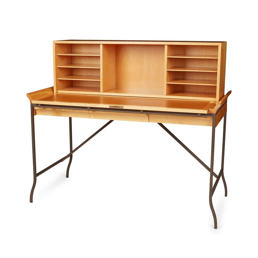 Appraisal: MAISON PHILIPPE HUREL LUCCA DESK birch and wrought steel leather