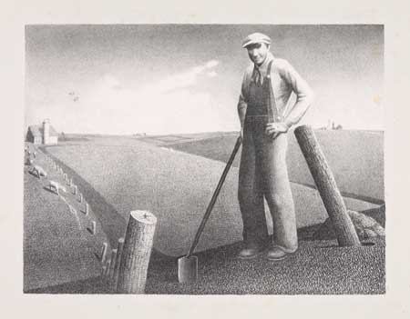 Appraisal: GRANT WOOD In the Spring Lithograph x mm x inches