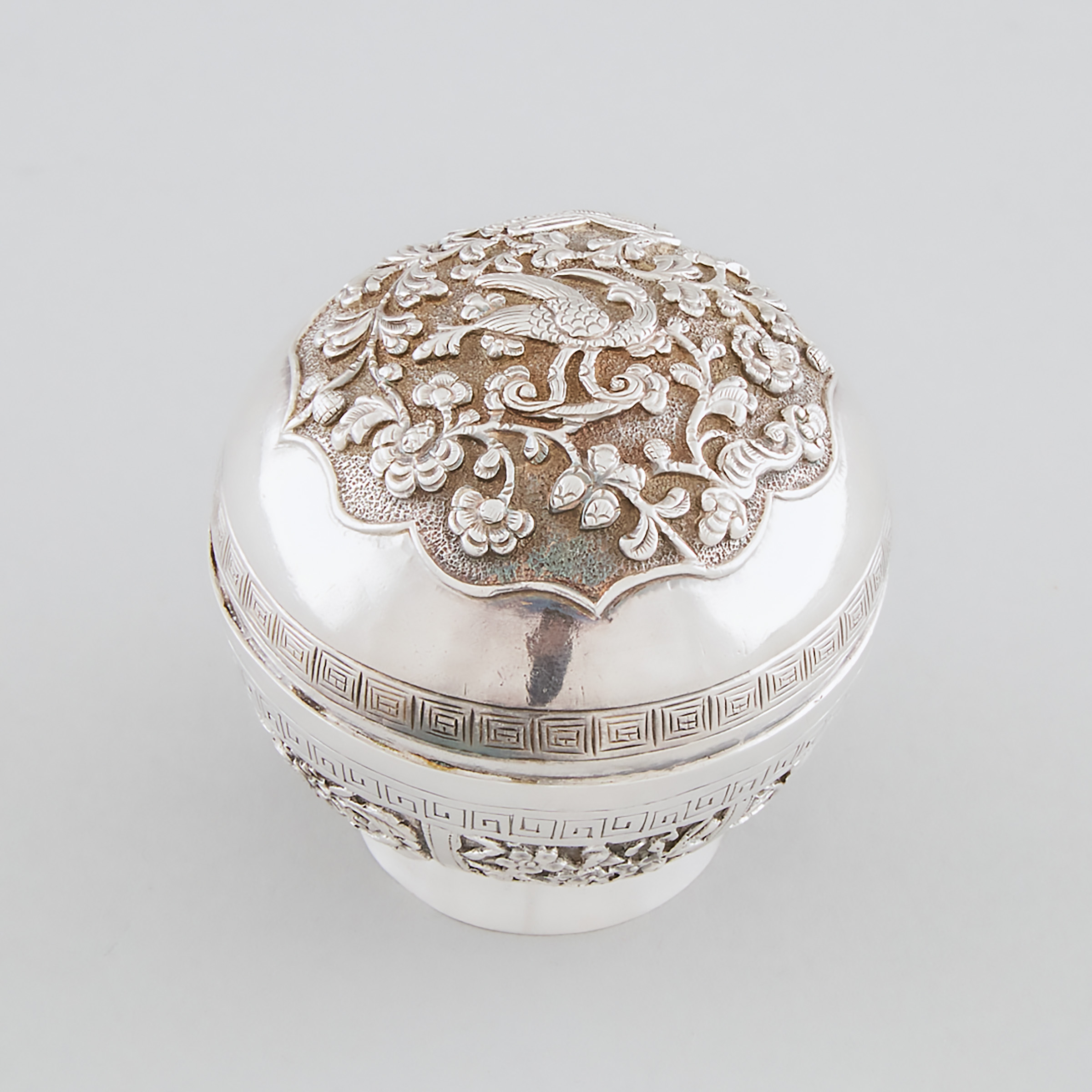 Appraisal: Chinese Export Silver Circular Box early th century diameter in