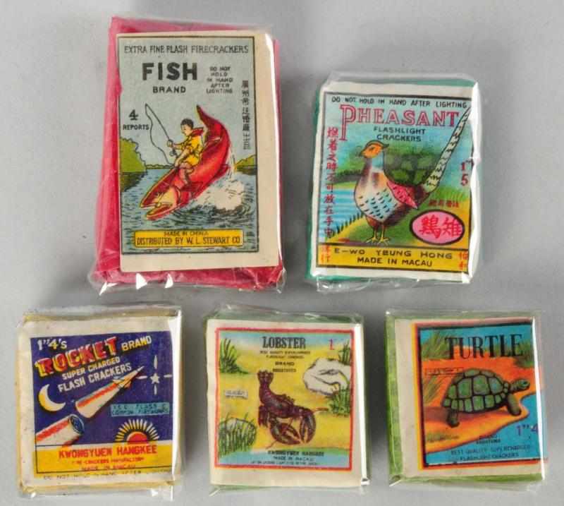 Appraisal: Lot of Firecracker Packs Includes Fish -pack Pheasant -pack Rocket